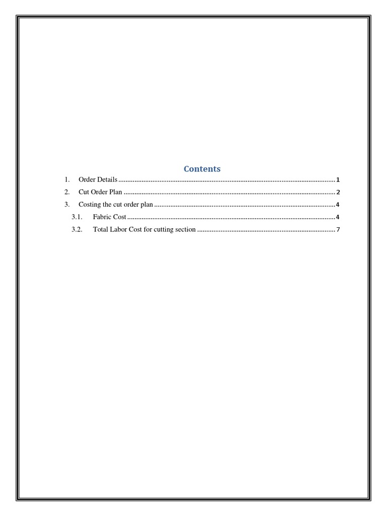 Cut Order Plan Costing Pdf Clothing Labour Economics