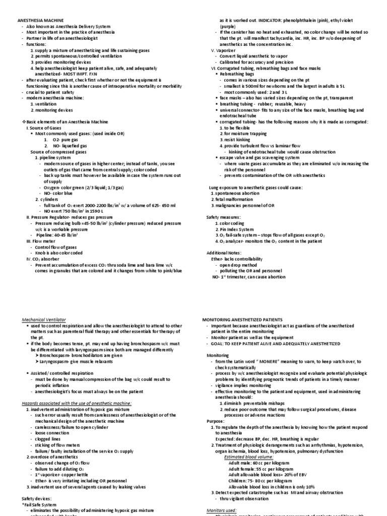 Anesthesia NOTES.pdf Anesthesia Heart