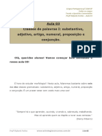 Aula 03 - Substantivo, Adjetivo, Artigo, Numeral, Preposição e Conjunção