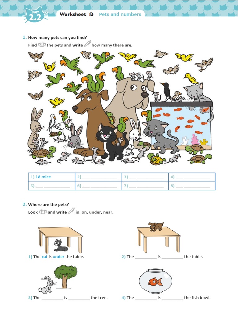 How Many Pets Can You Find? Find The Pets and Write How Many There Are PDF
