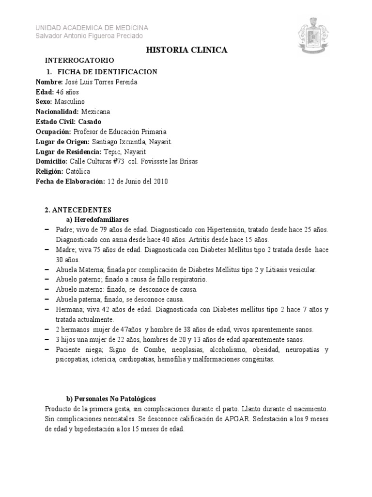 Ejemplo de Una Historia Clinica