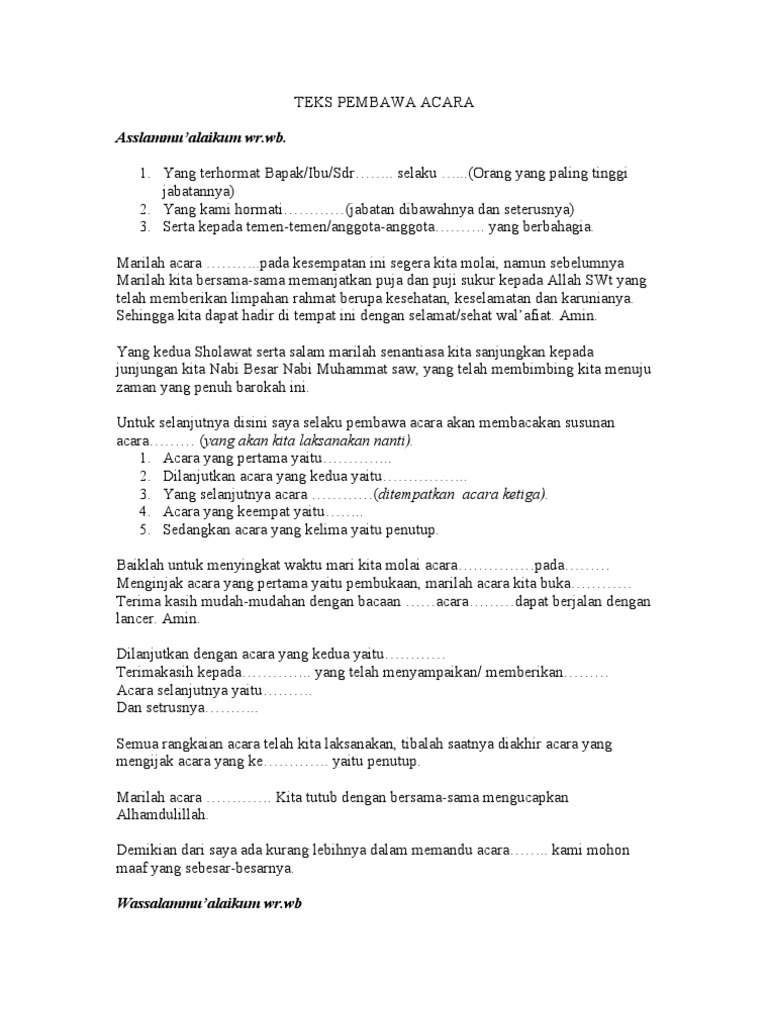 Kumpulan Teks Pembawa Acara Pengajian Pondok Pesantren Kumpulan Contoh Teks Mc