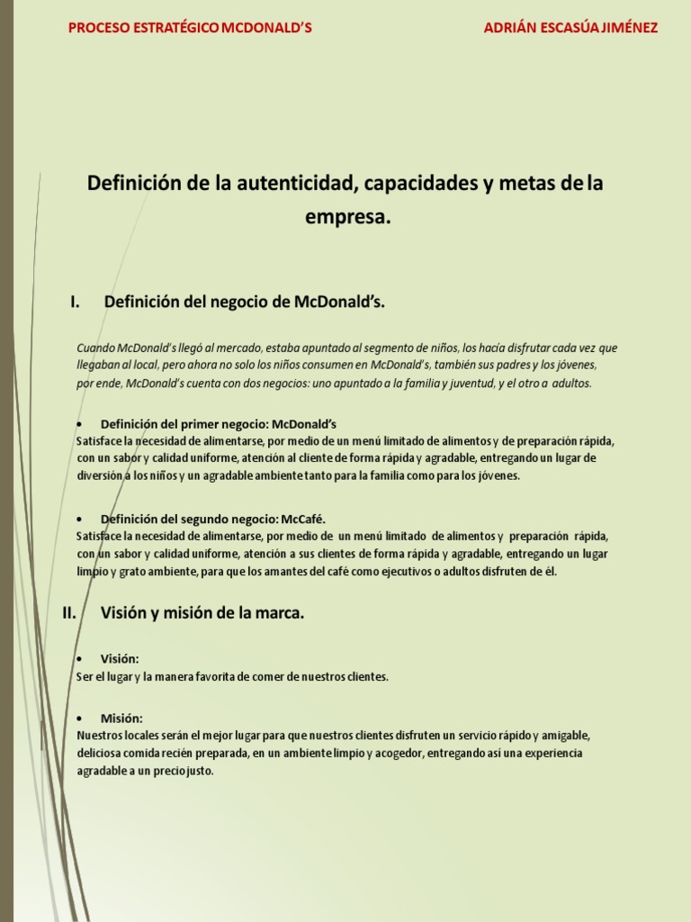 Proceso Estrategico Mcdonalds | PDF | Calidad (comercial) | Business