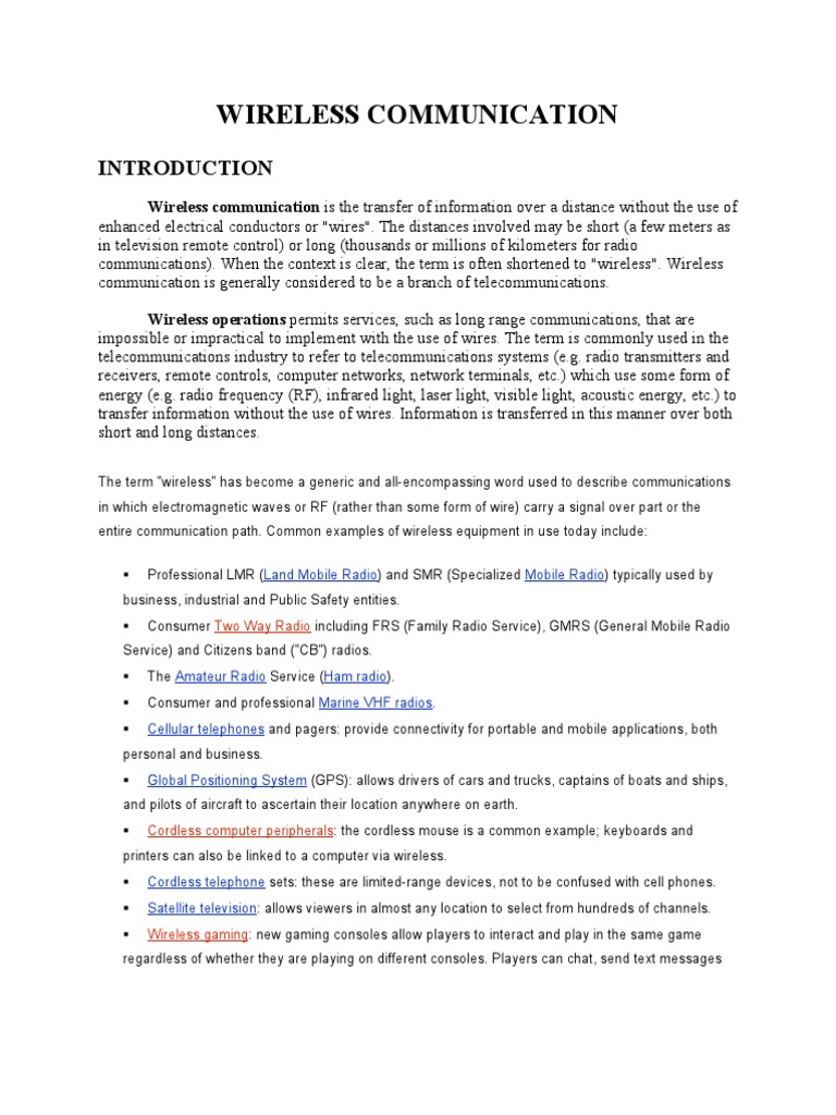 Overview of Wireless Communication | PDF | Wireless | Radio