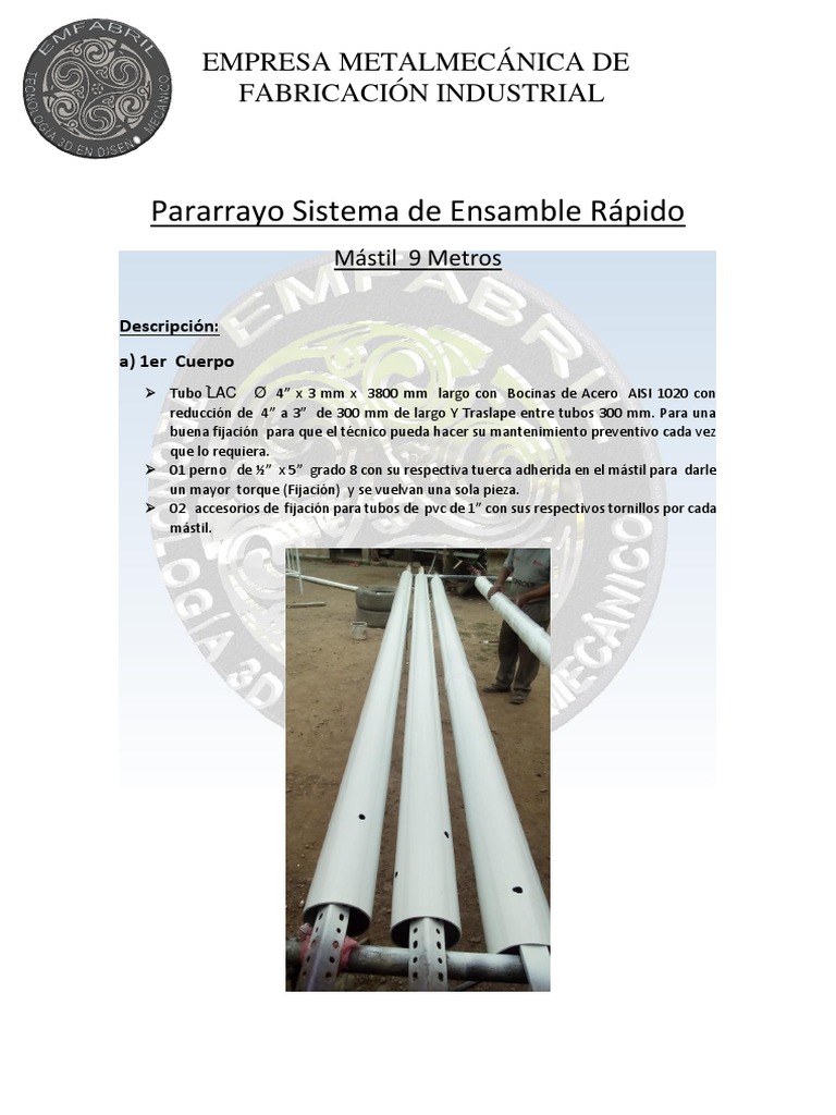 Mástil Pararrayos PDF 2 | Materiales de construcción | Ingeniería mecánica