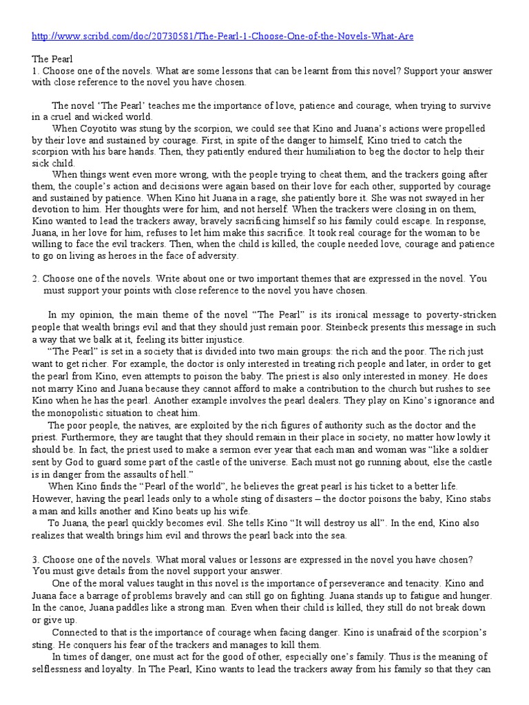 The Pearl (Sample Answers)