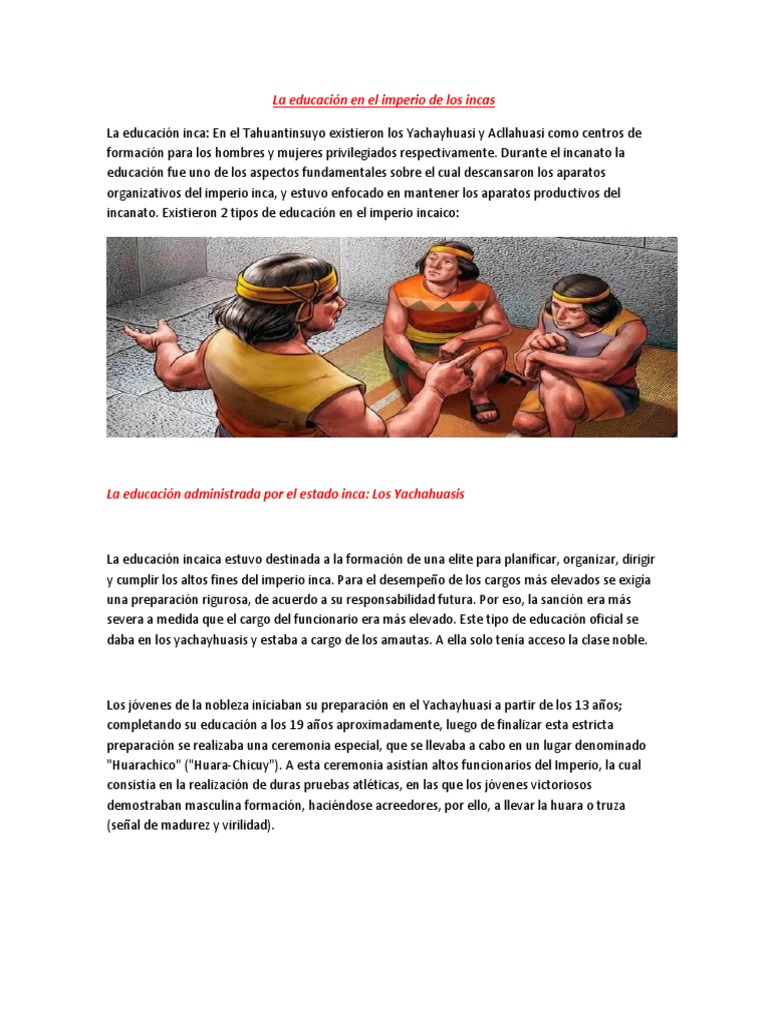 La Educación en El Imperio de Los Incas | PDF | Imperio Inca