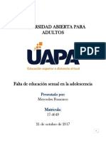 Falta de Educación Sexual en La Adolescencia