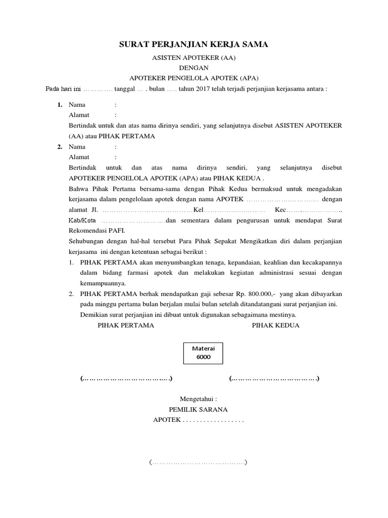 2 Surat Perjanjian Kerja Sama