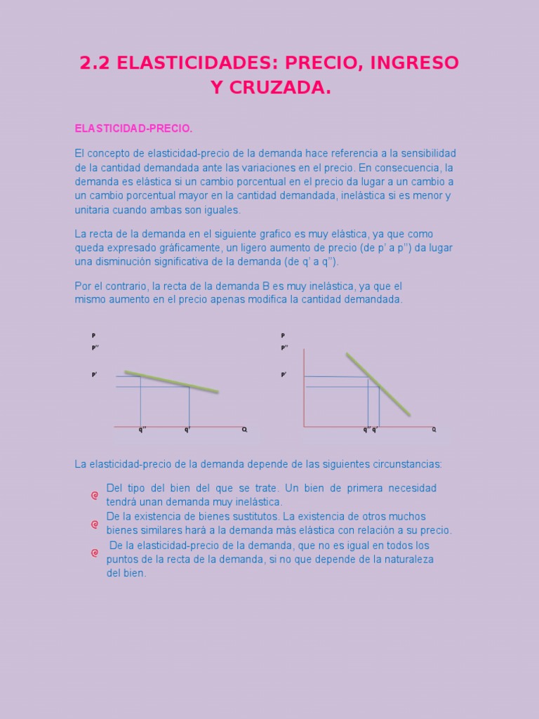 Elasticidades: Precio, Ingreso y Cruzada | PDF | Elasticidad (economía ...