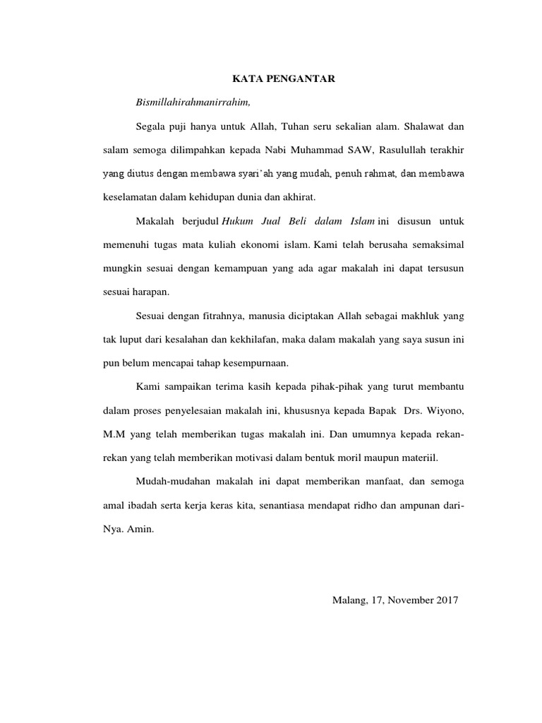 Makalah Hukum Jual Beli Dalam Islam