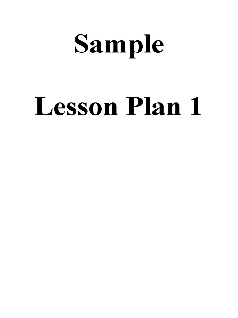 Sample Lesson Plan 1 PDF Technical Drawing Lesson Plan