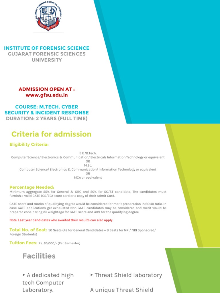 M.Tech Cyber Security Admission Details | PDF | Computer Security ...
