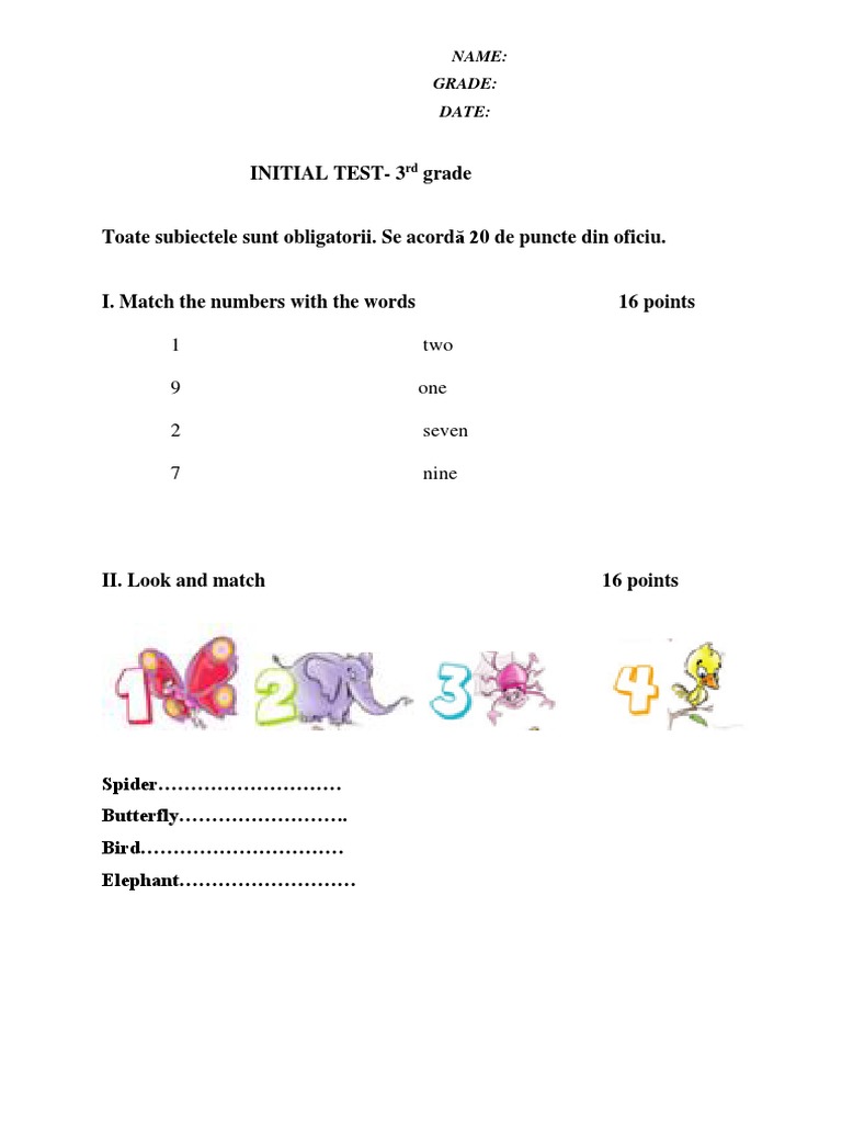 Initial Test-3: Name: Grade: Date | PDF