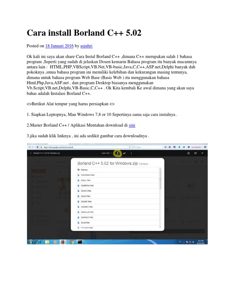 Panduan Instalasi Borland C++ 5.02 | PDF | Komputer