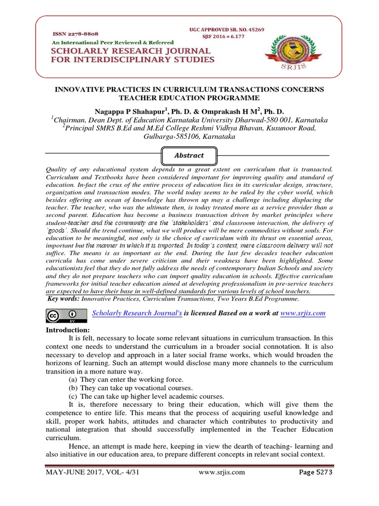 Innovative Practices in Curriculum Transaction | PDF | Teacher ...