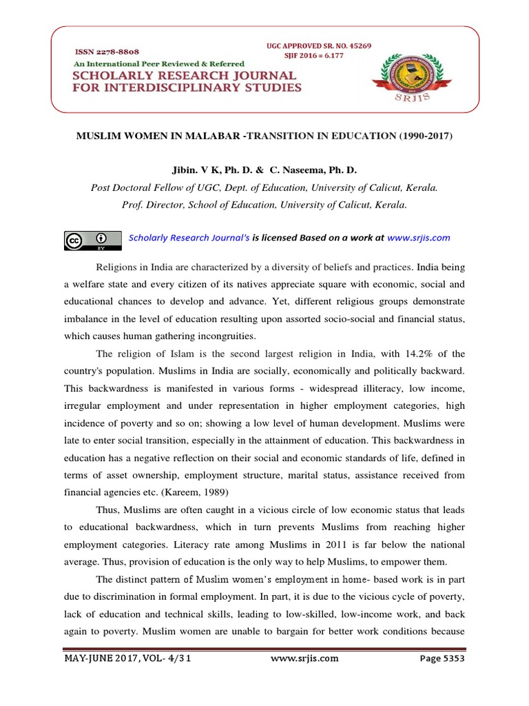 Muslim Women's Education in Malabar | PDF | Kerala | Women In Islam