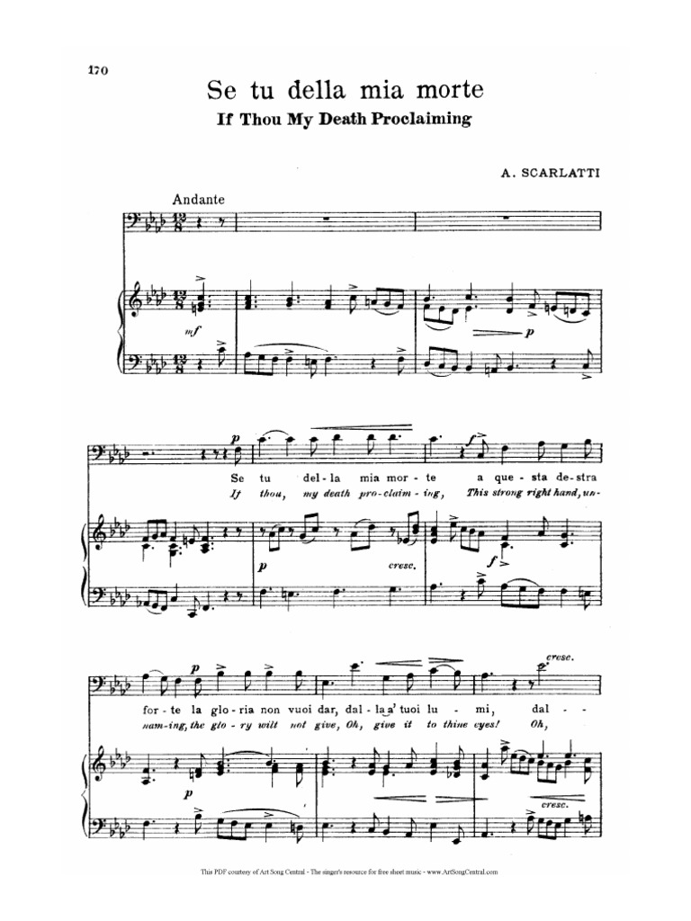 Se Tu Della Mia Morte (Baixo) PDF PDF