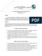 Ramon Magsaysay Technological University College of Teacher Education syllabus