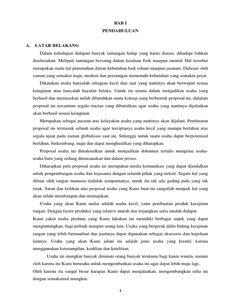  proposal  USAHA  KERAJINAN  TANGAN bros docx