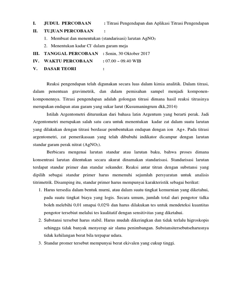 Laporan Titrasi Pengendapan