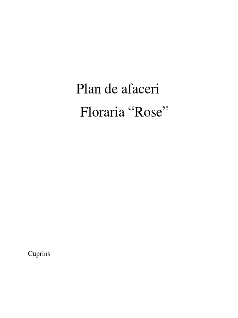 Plan de Afaceri Florarie | PDF