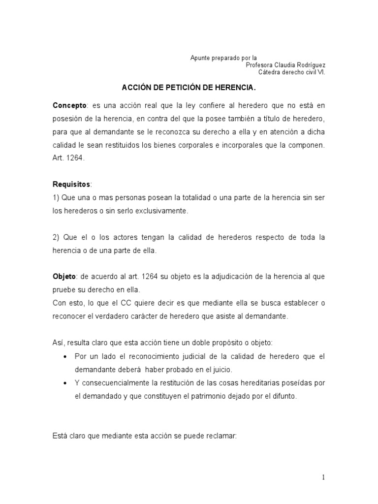 Acción de Petición de Herencia | PDF | Herencia | Posesión (Ley)