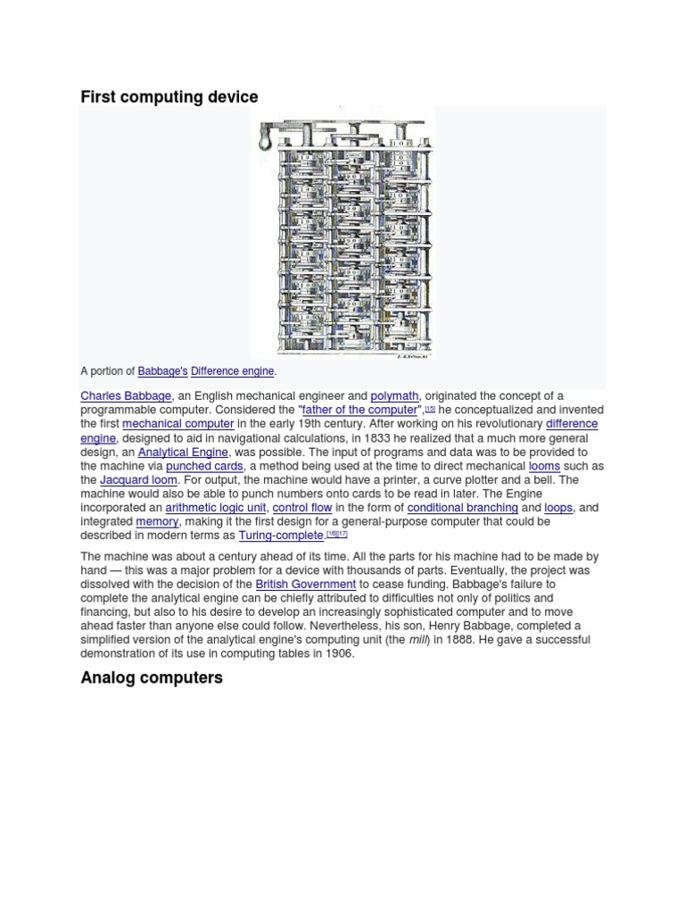 Charles Babbage invented the first mechanical computer | PDF | Digital ...