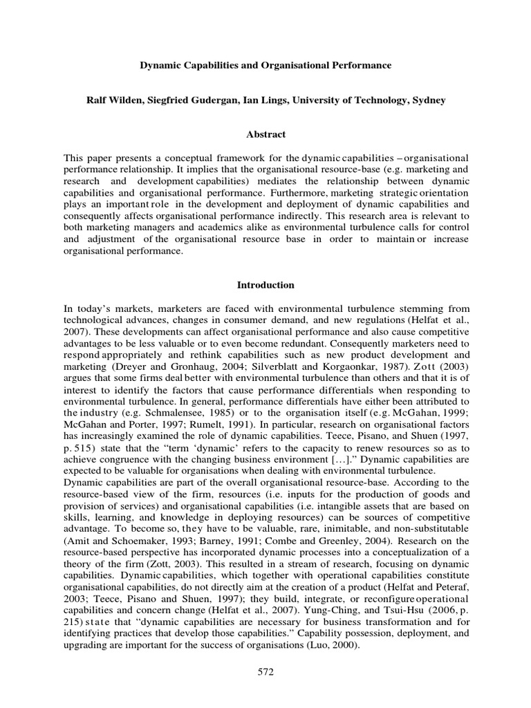 Dynamic Capabilities & Performance Link | PDF | Strategic Management ...