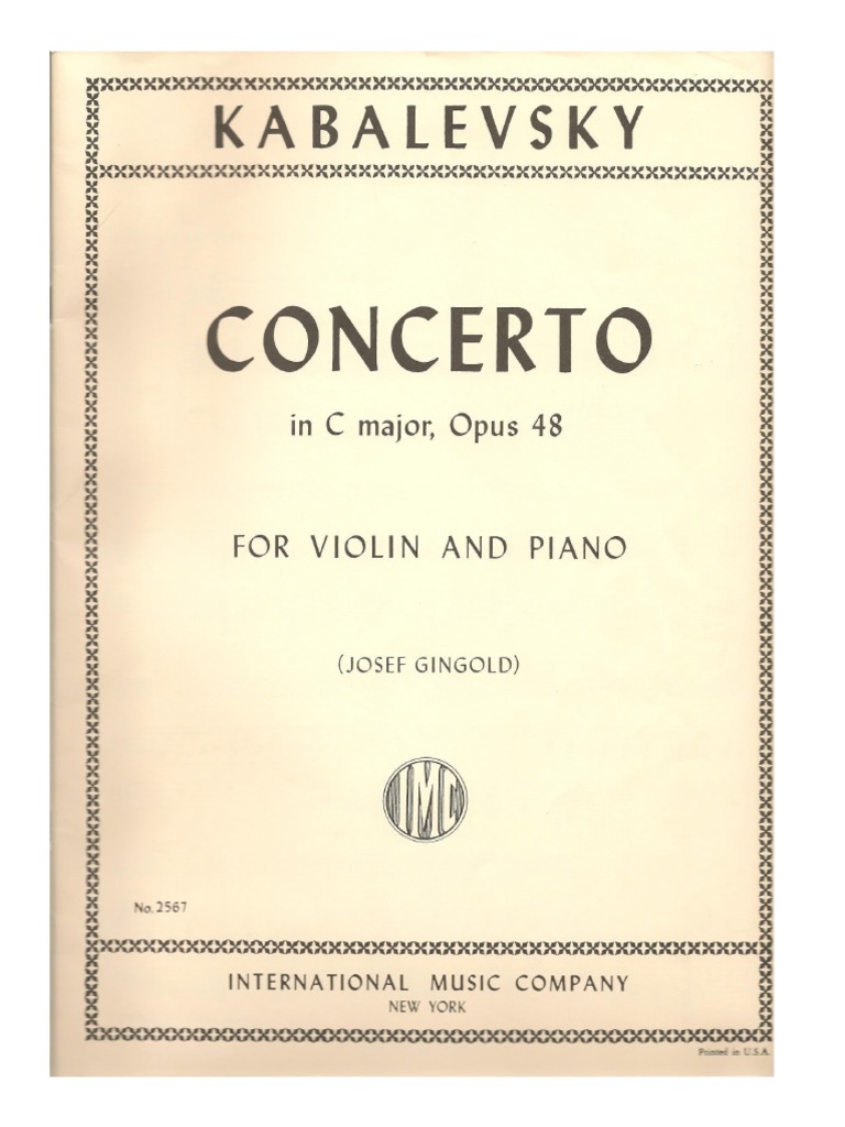 Kabalevsky Violin Concerto PDF PDF