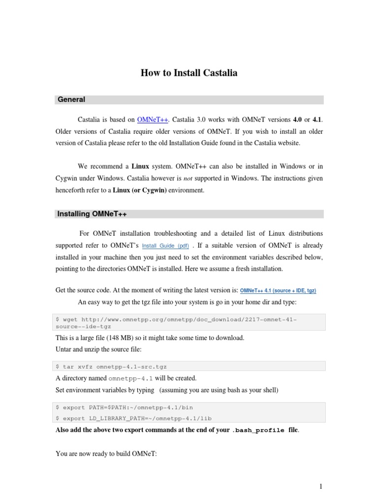 Install Castalia on Linux Guide | PDF | Technology & Engineering