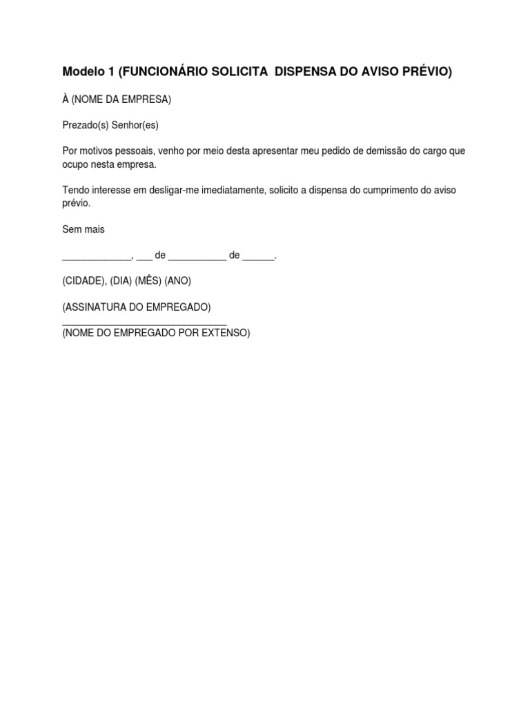4 Modelos de Carta de Demissão  Trabalho  Emprego