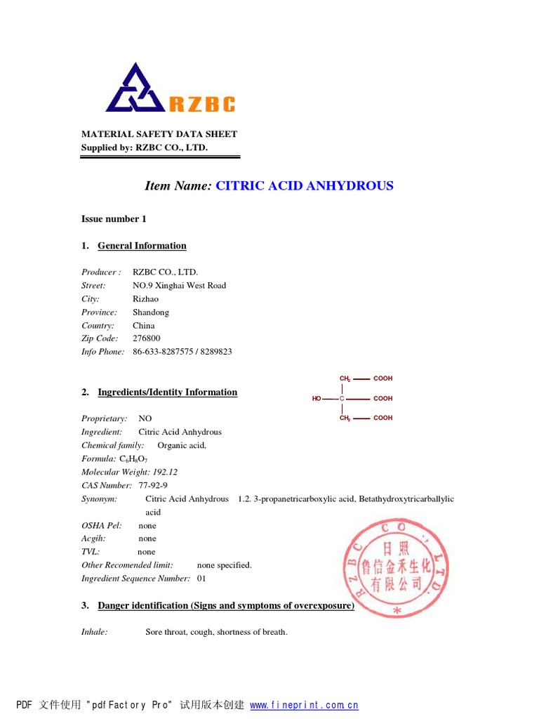 Citric acid msds seo pdf sodium hydroxide sodium carbonate