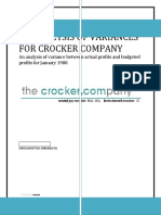 ANALYSIS OF VARIANCES FOR CROCKER COMPANY