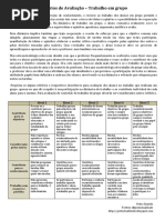 Trabalho de Grupo - Critérios de Avaliação
