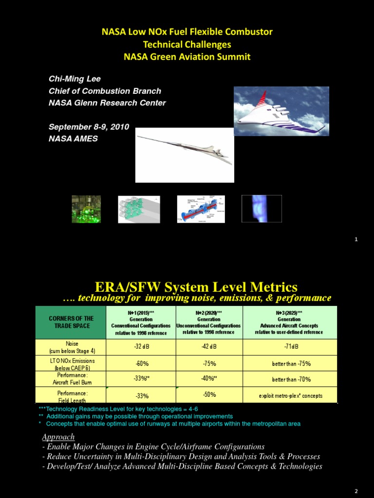 NASA's Low NOx Combustor Challenges | PDF | N Ox | Combustion
