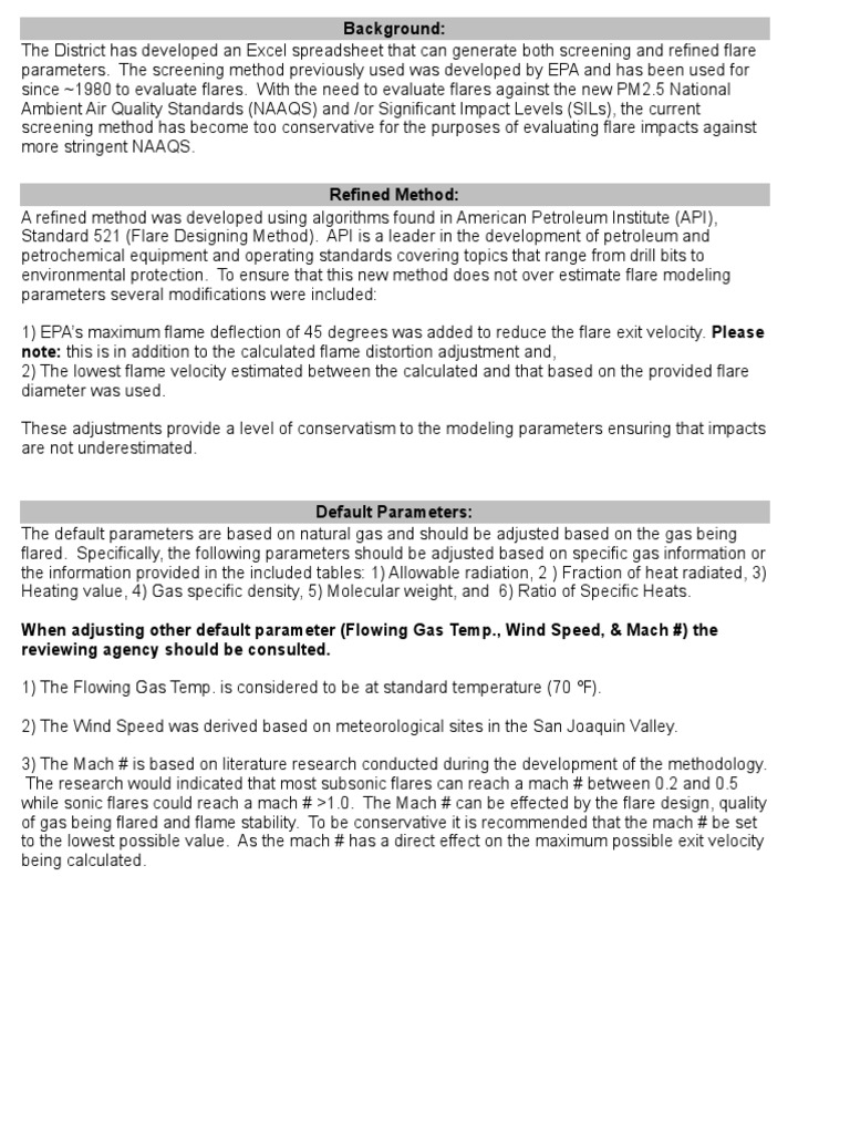 Flare Modeling Parameters | PDF | Natural Gas | Methane