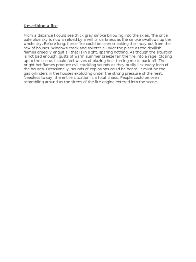 Vivid Descriptions of a Fire Scene | PDF | Hazards | Nature