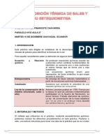 Descomposicio Termica de Sales y Su Estequiometria