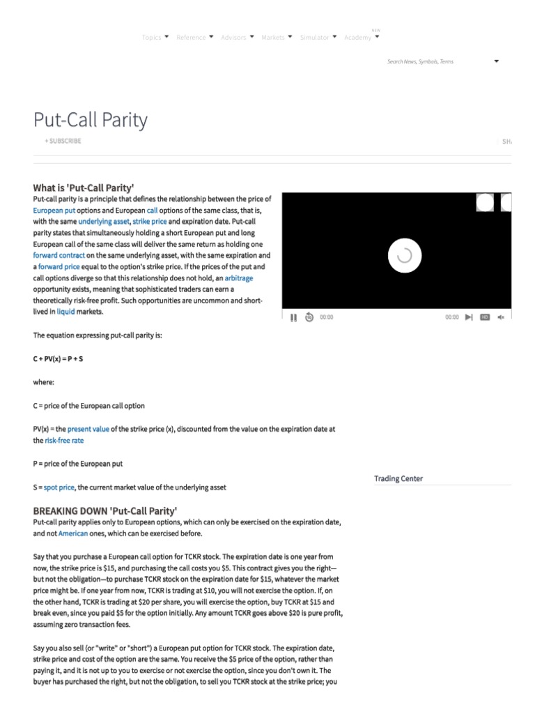 Put Call Parity | PDF | Call Option | Option (Finance)