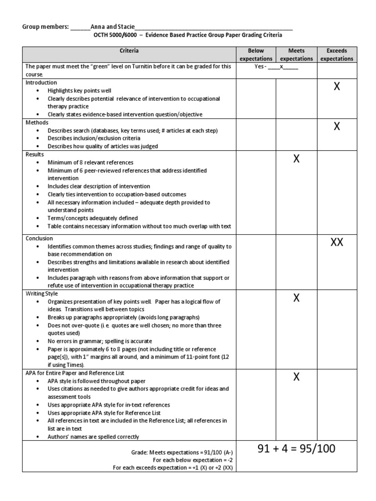 Grading Criteria for Evidence-Based Paper | PDF | Evidence Based ...