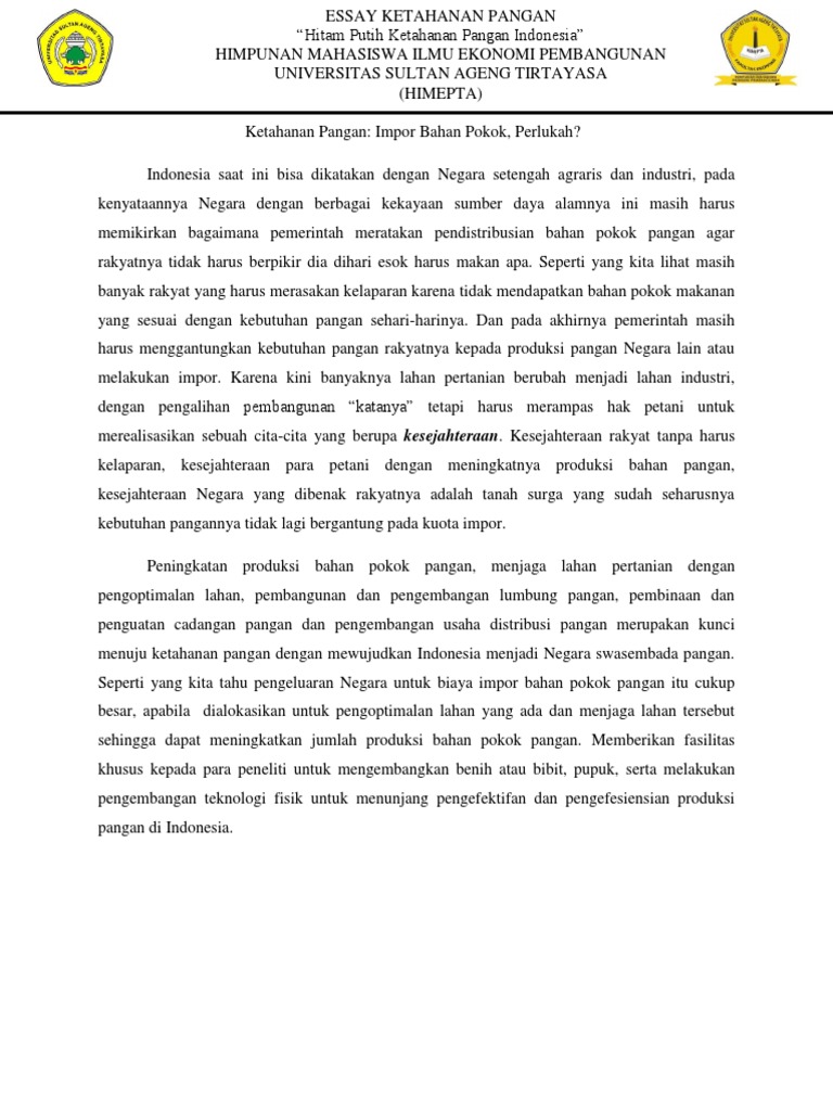 Ketahanan Pangan Indonesia: Tantangan dan Solusi | PDF | Ilmu Sosial ...