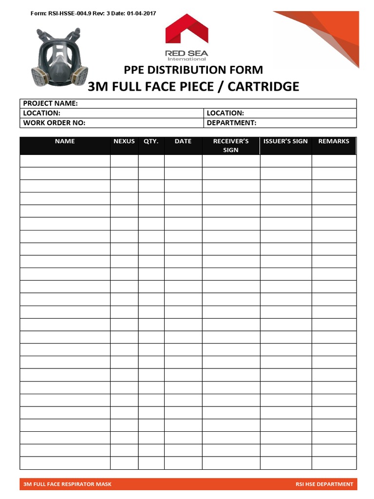Respirator Monthly Inspection Checklist