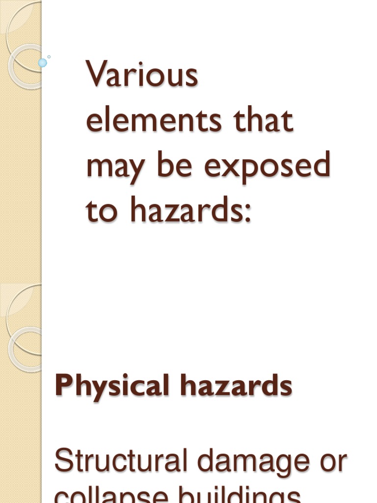 Various Elements That May Be Exposed to Hazards