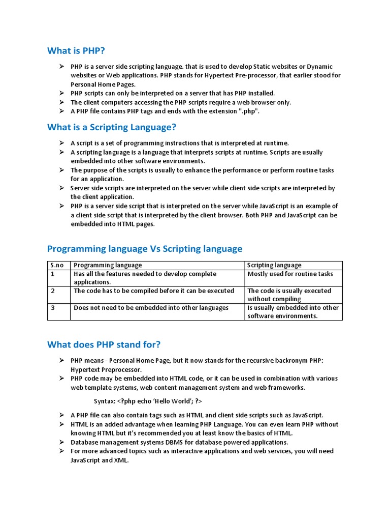 PHP Tutorial | PDF | Php | Scripting Language
