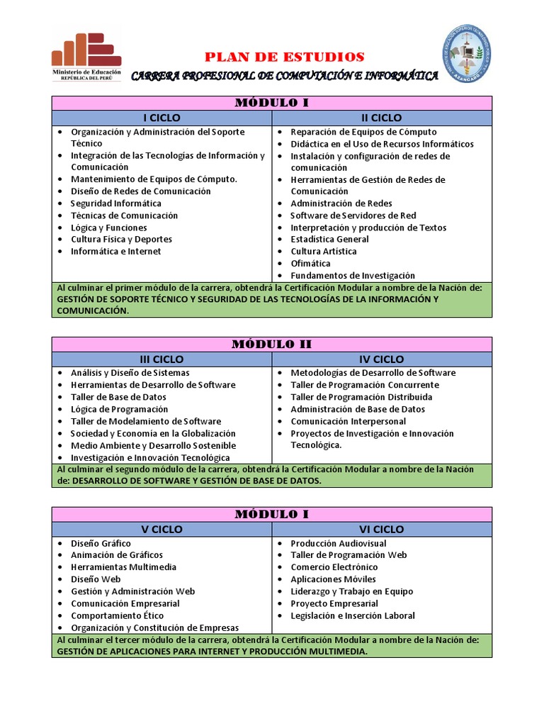 PLAN de ESTUDIOS-Computación e Informática | PDF | Ingeniería de ...