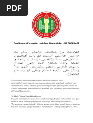 Doa Upacara Peringatan Hari Guru Nasional Dan Hut Pgri Ke