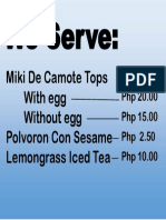 We Serve:: Miki de Camote Tops With Egg Without Egg Polvoron Con Sesame Lemongrass Iced Tea