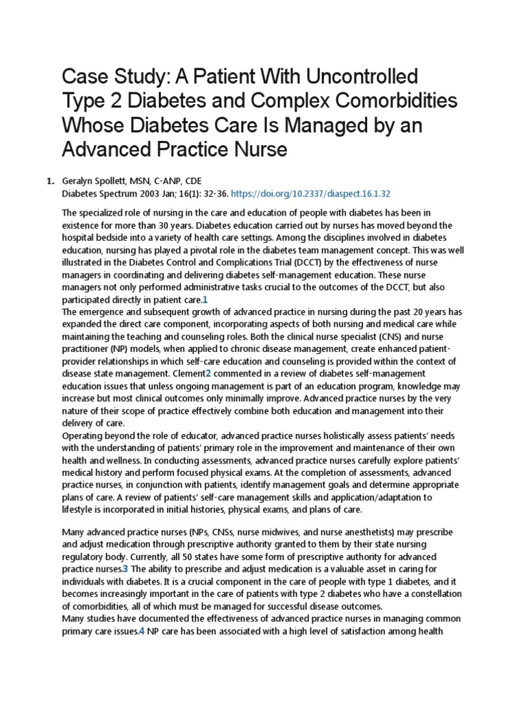 Diabetes Case Study | PDF | Nursing | Diabetes Mellitus Type 2