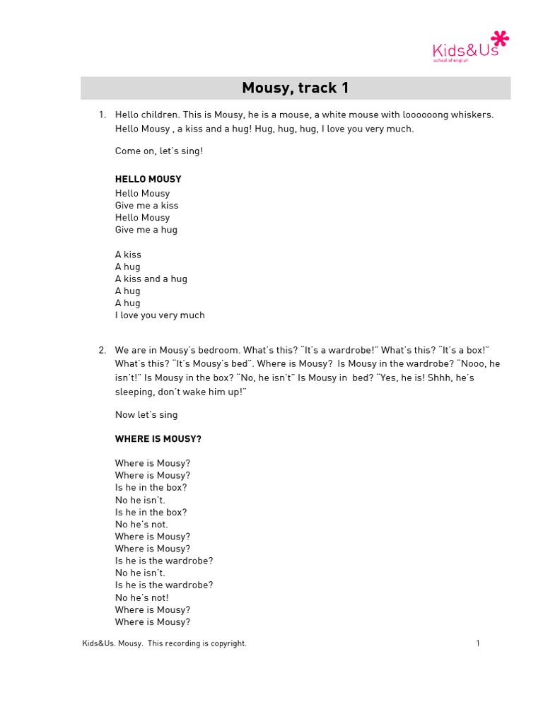 Script Mousy Child (Track 1,2,3,4) PDF Leisure